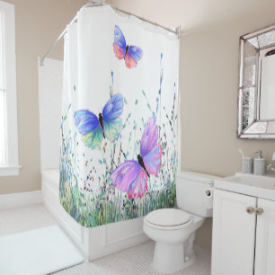 Rideaux De Douche Spring Joy - Papillons colorés volant dans la nat