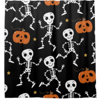 Rideaux De Douche Squelette Cute Et Motif Citrouille