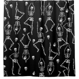 Rideaux De Douche squelette d'Halloween os macabre sinistre crânes