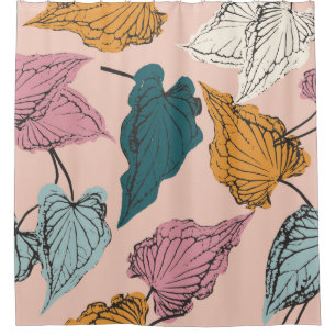 Rideaux De Douche Squelette feuille sans couture motif, arrière - pl
