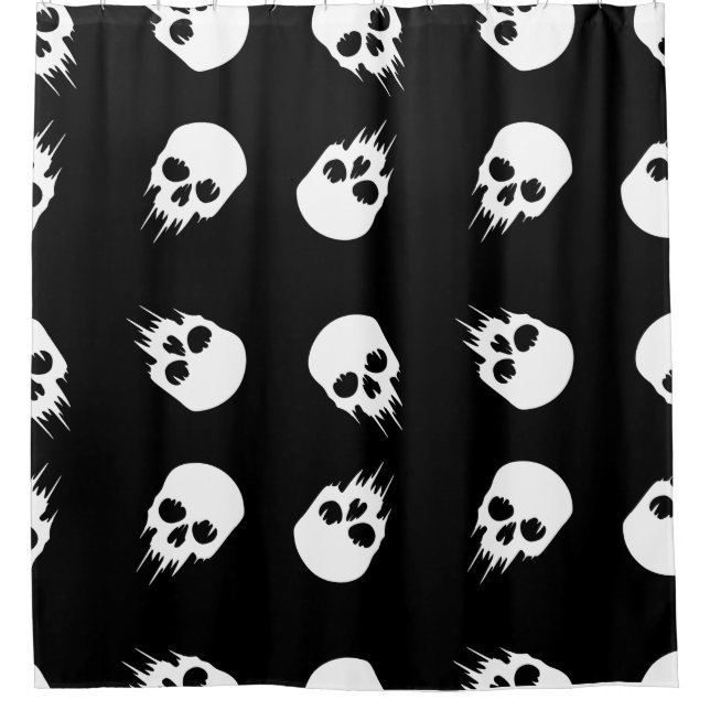 Rideaux De Douche squelette noir blanc halloween (Devant)