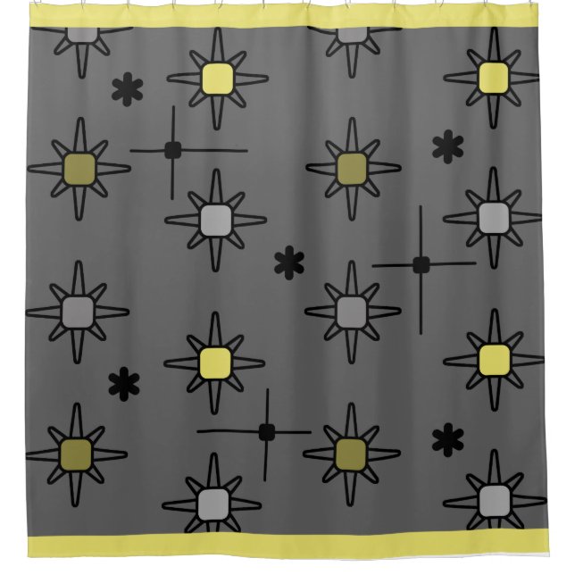 Rideaux De Douche Starbursts Ciel Atomique gris foncé Jaune (Devant)