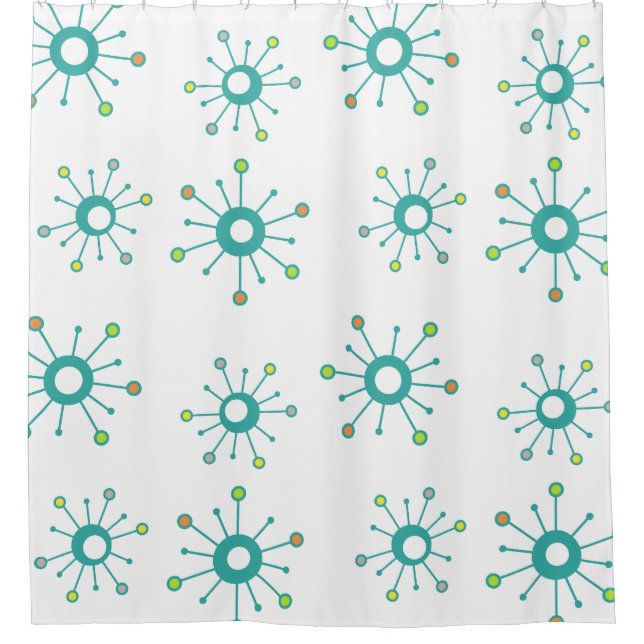 Rideaux De Douche Starbursts Coloré Turquoise (Devant)