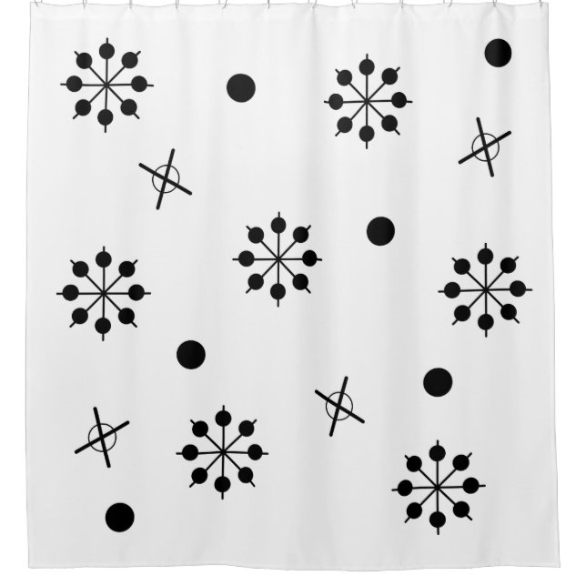 Rideaux De Douche Starburts de l'âge atomique Noir Blanc 1 (Devant)