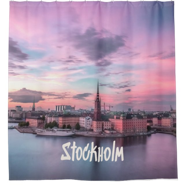 Rideaux De Douche Stockholm Capital of Sweden Night Skyline (Devant)