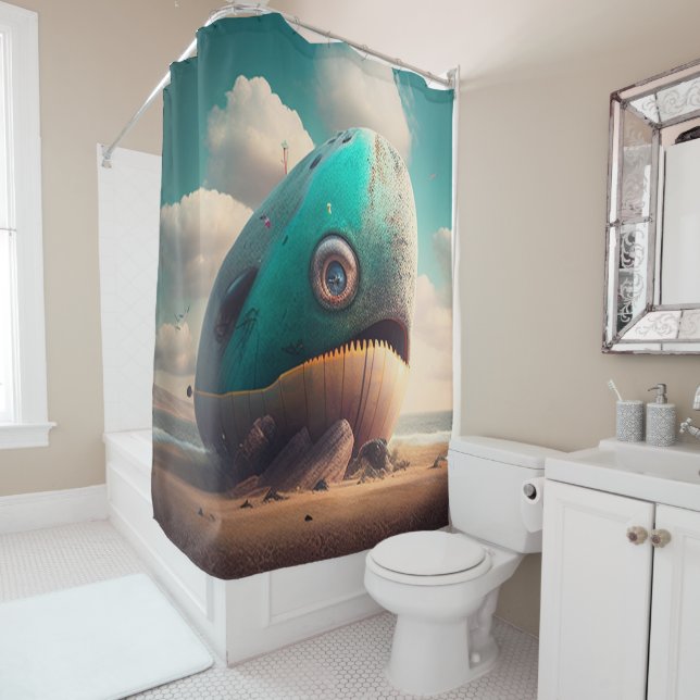 Rideaux De Douche Strange Whale (En situation)