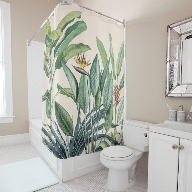 Rideaux De Douche Strelitzia, bananier de la jungle tropicale verte (En situation)
