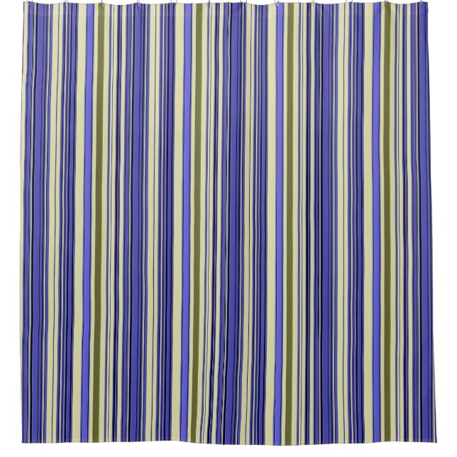 Rideaux De Douche Stripes - bleu violet jaune vert (Devant)