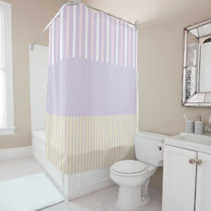 Rideaux De Douche Stripes Pop Couleur - Rose Pastel, Jaune & Violet