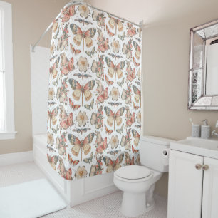 Rideaux De Douche Style Cottagecore Papillons Moths
