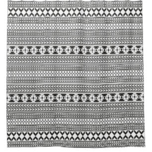 Rideaux De Douche Style du sud-ouest de motif aztèque noir et blanc