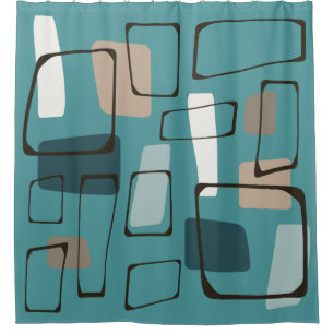 Rideaux De Douche Style Eames Turquoise