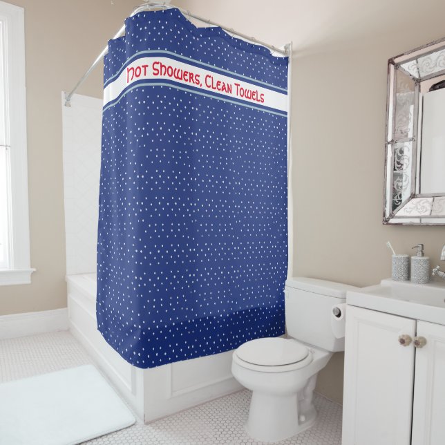 Rideaux De Douche Style minimal Bleu rouge blanc nom personnalisé Do (En situation)