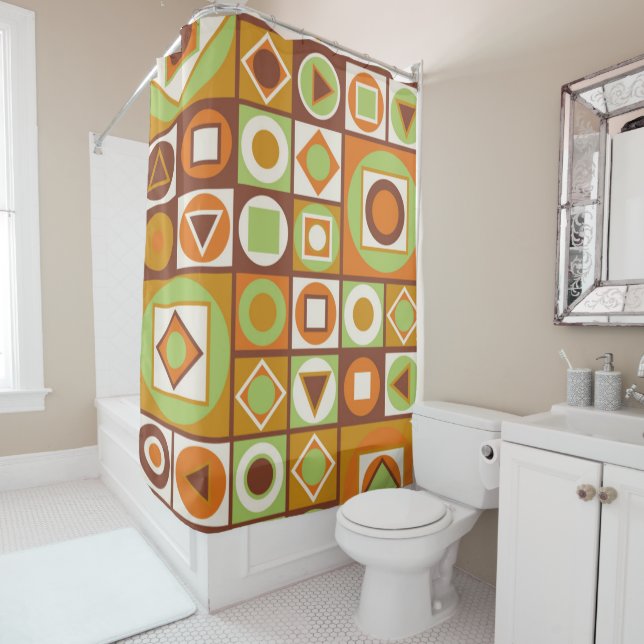 Rideaux De Douche Style Moderne Du Milieu Du Siècle 11 (En situation)