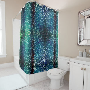 Rideaux De Douche Style mosaïque bleu néon sur verre martelé rugueux