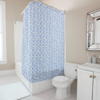Rideaux De Douche Style Toile Français Bleu et Blanc
