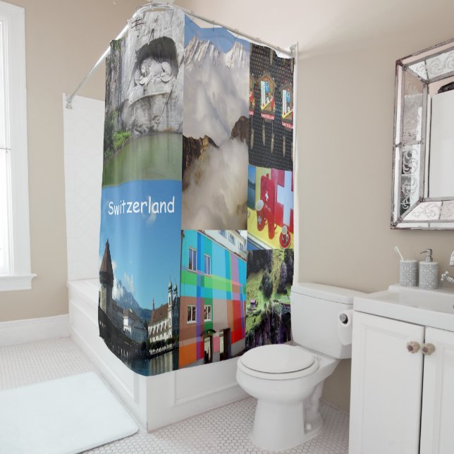 Rideaux De Douche Summer Photo Collage of Switzerland (En situation)