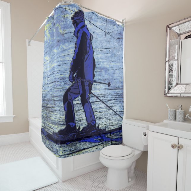 Rideaux De Douche Sundown Skier (En situation)