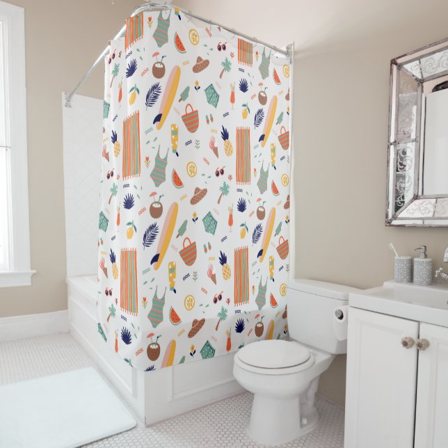 Rideaux De Douche Sunny Beach Fun Motif (En situation)