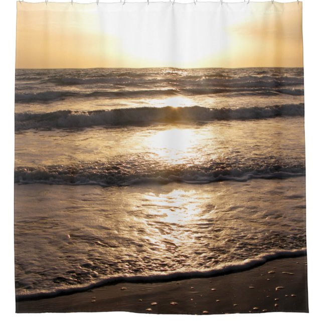 Rideaux De Douche Sunrise Glow Beach Ocean View Photo (Devant)