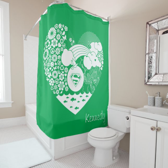 Rideaux De Douche Supergirl Floral Peace Heart Graphisme (En situation)