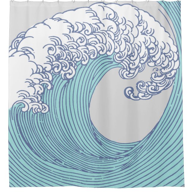 Rideaux De Douche Surf asiatique japonais Vague Art Ocean Art (Devant)