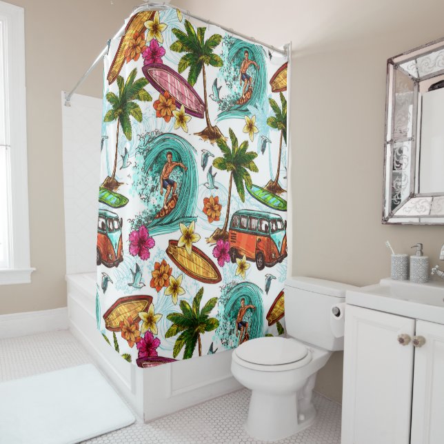 Rideaux De Douche Surf cool motif (En situation)