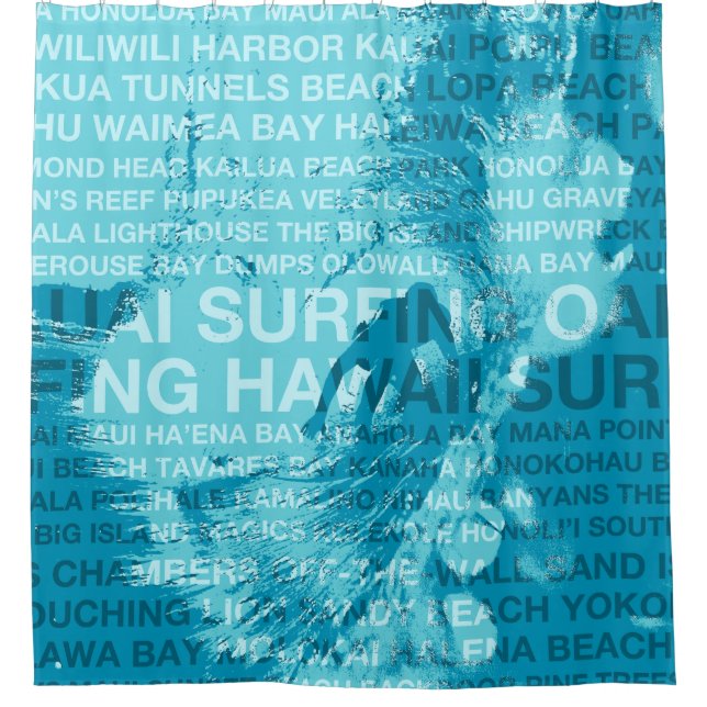 Rideaux De Douche Surf Hawaii Green Room Hawaiian Surfer (Devant)