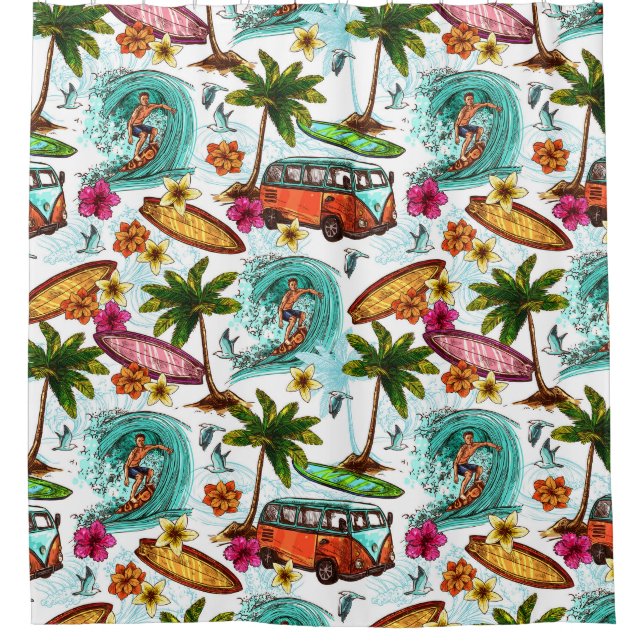 Rideaux De Douche Surf/van Retro (Devant)