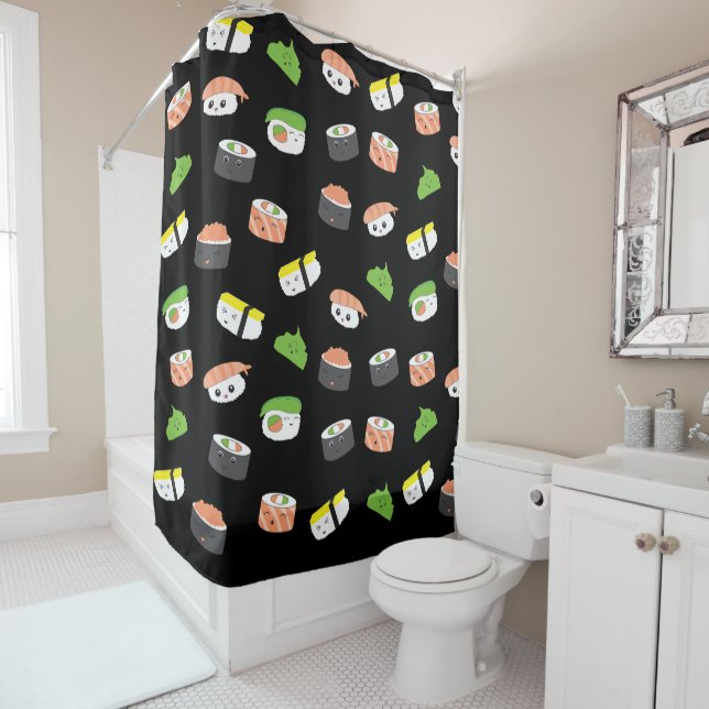 Rideaux De Douche Sushi motif d'illustration Cute kawaii (En situation)
