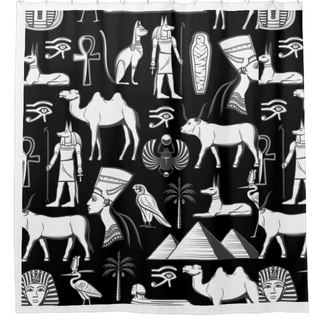Rideaux De Douche Symbole Hiéroglyphique d'Égypte ancienne Motif (Devant)