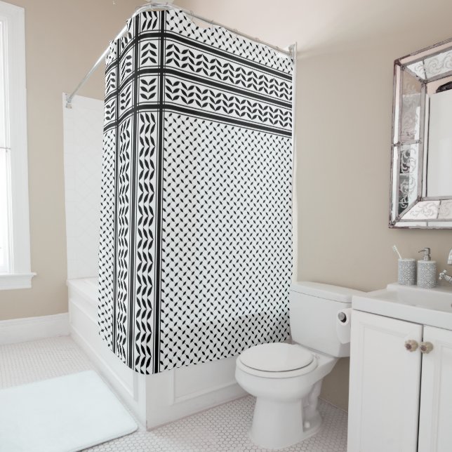 Rideaux De Douche Symbole Keffiyeh de la Palestine Motif de résistan (En situation)