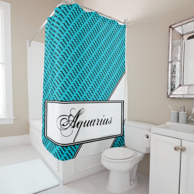 Rideaux De Douche Symbole Zodiaque Aquarius Standard par K Yoncich (En situation)