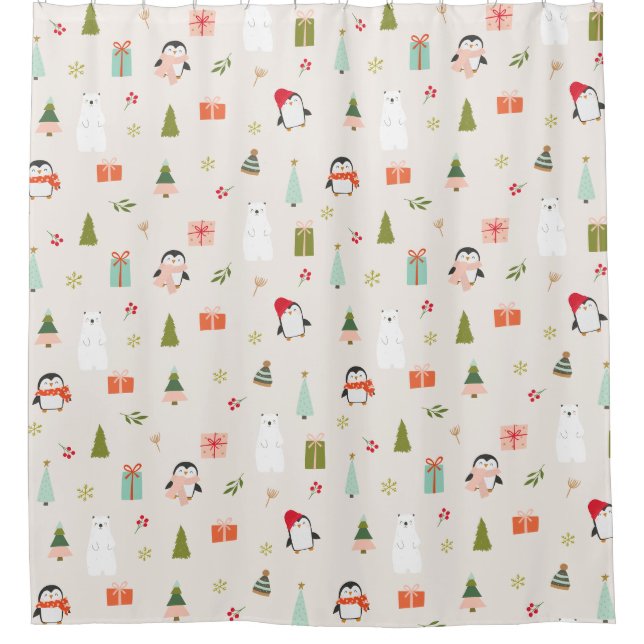 Rideaux De Douche Symboles de Noël modernes (Devant)