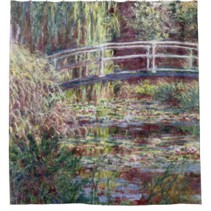 Rideaux De Douche Symphonie japonaise du Pont en Rose Monet Art