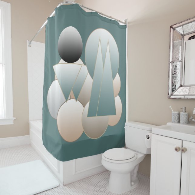 Rideaux De Douche Système de planète futuriste de l'art spatial Abst (En situation)
