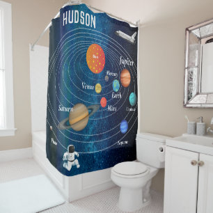 Rideaux De Douche Système Solaire Espace Extérieur Astronaute Pluton