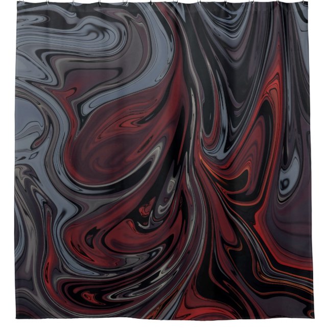 Rideaux De Douche Tableau abstrait gris et rouge (Devant)