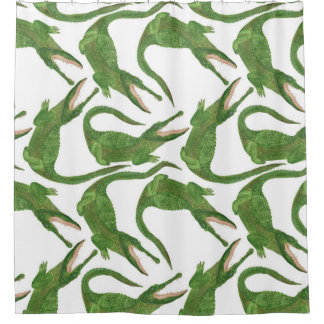 Rideaux De Douche Tableau d'aquarelle blanc crocodile