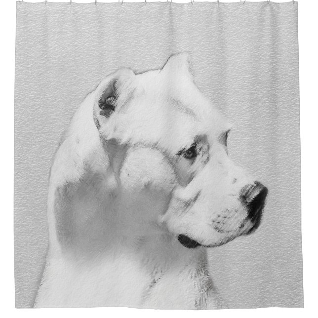 Rideaux De Douche Tableau Dogo Argentino - Art Chien original (Devant)