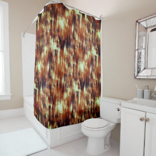 Rideaux De Douche Taches brun rayé vintage ou corail sur beige
