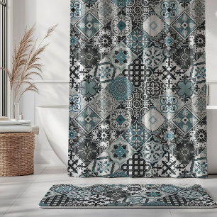 Rideaux De Douche Talavera Tles Turquoise Gris Menthe Sarcelle