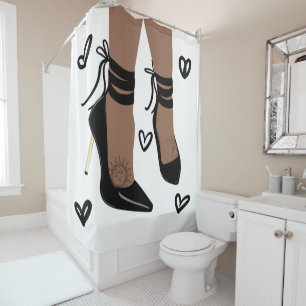 Rideaux De Douche Talon Haut Noir à Lanières Chic Soleil Lune Peau B