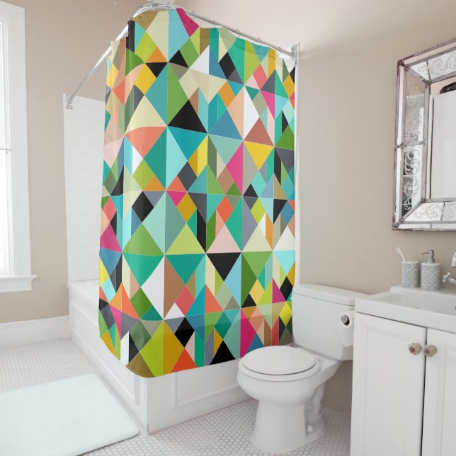 Rideaux De Douche tangram geo multi (En situation)