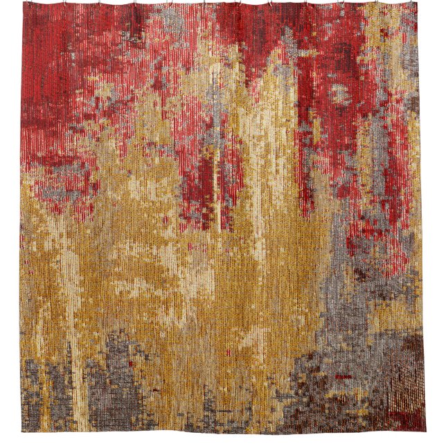 Rideaux De Douche Tapis d'or rouge oriental texture. (Devant)