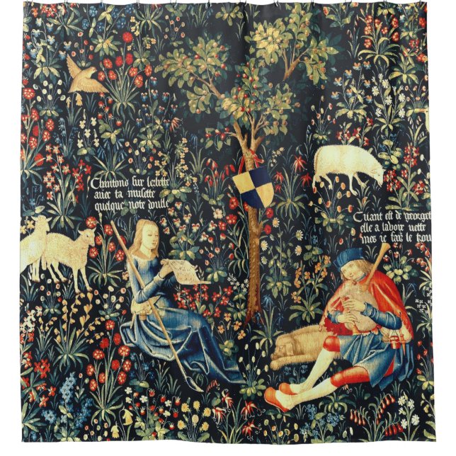 Rideaux De Douche Tapisserie de la Renaissance médiévale Bergers et  (Devant)