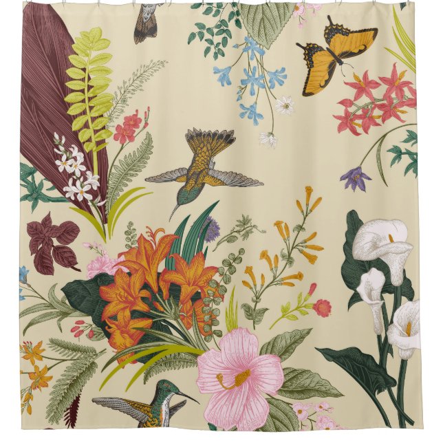 Rideaux De Douche Tapisserie Vintage tropicale (Devant)