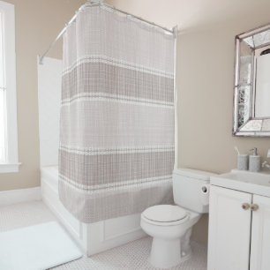 Rideaux De Douche Tartan beige et marron.