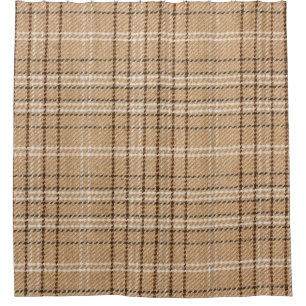 Rideaux De Douche Tartan Beige : Tissu Plaid Classique.