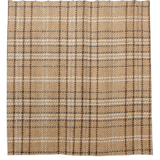 Rideaux De Douche Tartan Beige : Tissu Plaid Classique.